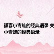 孤寡小青蛙的经典语录 关于孤寡小青蛙的经典语录