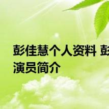彭佳慧个人资料 彭佳慧演员简介