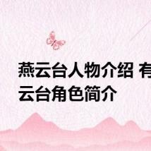 燕云台人物介绍 有关燕云台角色简介