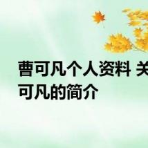 曹可凡个人资料 关于曹可凡的简介
