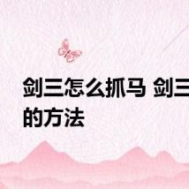 剑三怎么抓马 剑三抓马的方法