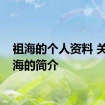 祖海的个人资料 关于祖海的简介