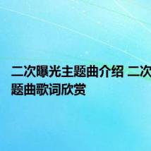 二次曝光主题曲介绍 二次曝光主题曲歌词欣赏