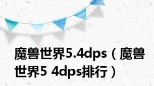 魔兽世界5.4dps（魔兽世界5 4dps排行）
