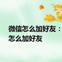 微信怎么加好友：微信怎么加好友