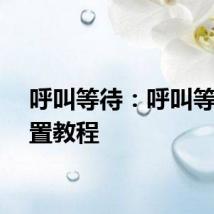 呼叫等待：呼叫等待设置教程