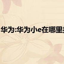 华为:华为小e在哪里打开