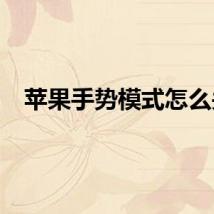 苹果手势模式怎么关