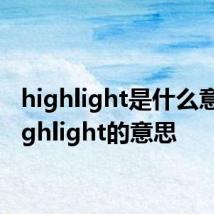 highlight是什么意思 highlight的意思