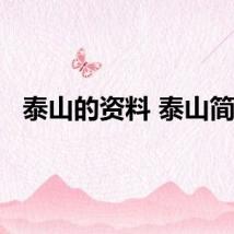 泰山的资料 泰山简介