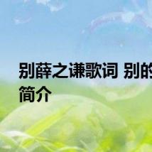 别薛之谦歌词 别的歌曲简介