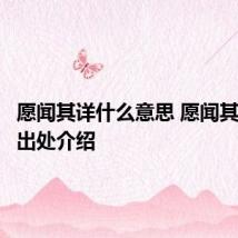 愿闻其详什么意思 愿闻其详词语出处介绍