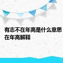 有志不在年高是什么意思 有志不在年高解释