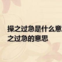 操之过急是什么意思 操之过急的意思