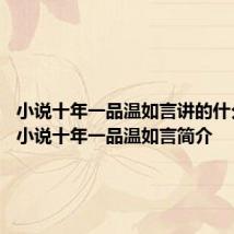 小说十年一品温如言讲的什么故事 小说十年一品温如言简介