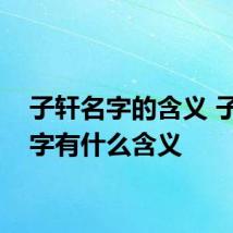 子轩名字的含义 子轩名字有什么含义