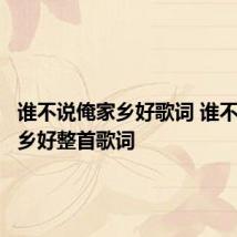 谁不说俺家乡好歌词 谁不说俺家乡好整首歌词