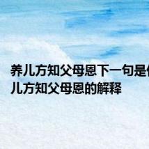 养儿方知父母恩下一句是什么 养儿方知父母恩的解释