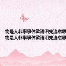 物是人非事事休欲语泪先流意思是什么 物是人非事事休欲语泪先流意思是啥