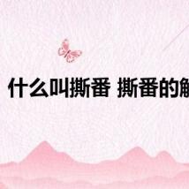 什么叫撕番 撕番的解释