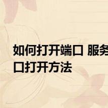 如何打开端口 服务器端口打开方法