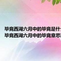 毕竟西湖六月中的毕竟是什么意思 毕竟西湖六月中的毕竟意思简述