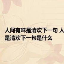 人间有味是清欢下一句 人间有味是清欢下一句是什么