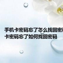 手机卡密码忘了怎么找回密码 手机卡密码忘了如何找回密码