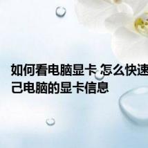 如何看电脑显卡 怎么快速查看自己电脑的显卡信息