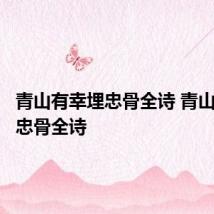青山有幸埋忠骨全诗 青山有幸埋忠骨全诗