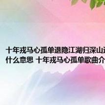 十年戎马心孤单退隐江湖归深山这两句是什么意思 十年戎马心孤单歌曲介绍