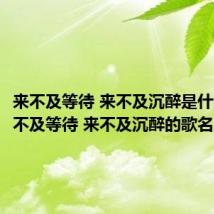 来不及等待 来不及沉醉是什么歌 来不及等待 来不及沉醉的歌名