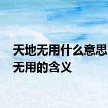 天地无用什么意思 天地无用的含义