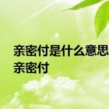 亲密付是什么意思 何谓亲密付
