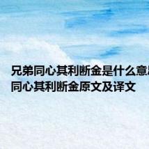 兄弟同心其利断金是什么意思 兄弟同心其利断金原文及译文