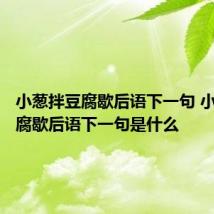 小葱拌豆腐歇后语下一句 小葱拌豆腐歇后语下一句是什么