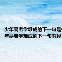 少年易老学难成的下一句是什么 少年易老学难成的下一句解释