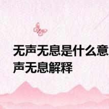 无声无息是什么意思 无声无息解释