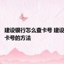 建设银行怎么查卡号 建设银行查卡号的方法