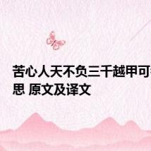 苦心人天不负三千越甲可吞吴意思 原文及译文