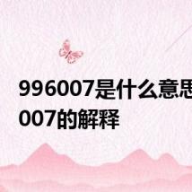 996007是什么意思 996007的解释