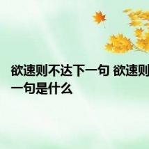 欲速则不达下一句 欲速则不达下一句是什么