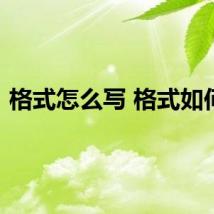 格式怎么写 格式如何写