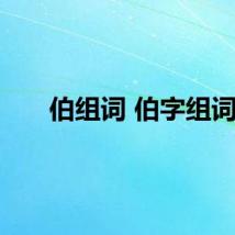 伯组词 伯字组词