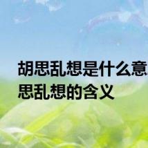 胡思乱想是什么意思 胡思乱想的含义