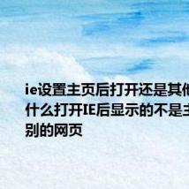 ie设置主页后打开还是其他页面 为什么打开IE后显示的不是主页而是别的网页