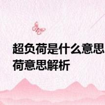 超负荷是什么意思 超负荷意思解析
