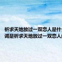 祈求天地放过一双恋人是什么歌 歌词是祈求天地放过一双恋人的歌