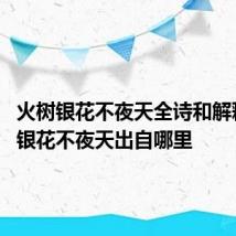 火树银花不夜天全诗和解释 火树银花不夜天出自哪里