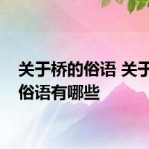 关于桥的俗语 关于桥的俗语有哪些